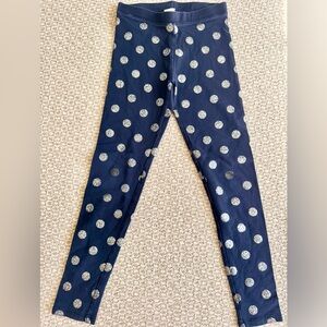 Crewcuts Navy and Silver Glitter Polka Dot Leggings